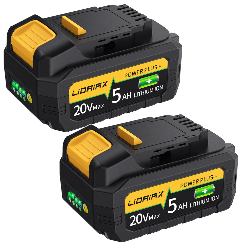 LIDAIAX True Capacity DW20V battery showing genuine runtime for DeWalt tools.