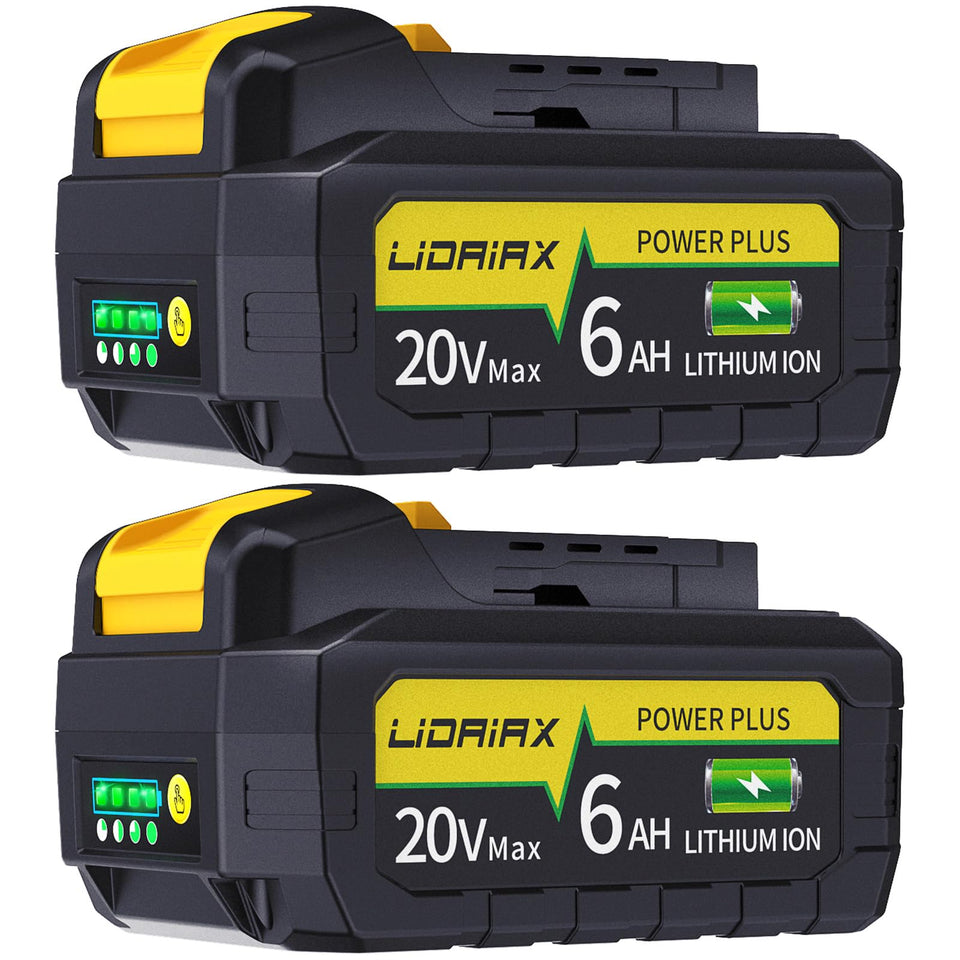 LIDAIAX true-capacity battery pack powers Dewalt 20V Max tools reliably.