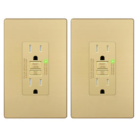 LIDER 15A GFCI outlet front view with compact, safe design ideal for bathrooms.