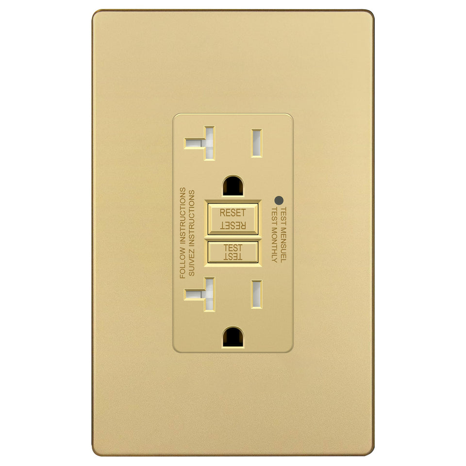 LIDER 20A GFCI outlet front view with tamper-resistant protection.