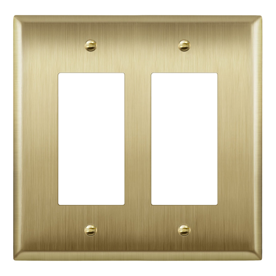 LIDER decorator wall plate in brushed brass for outlets, offering durable style and long-lasting protection.