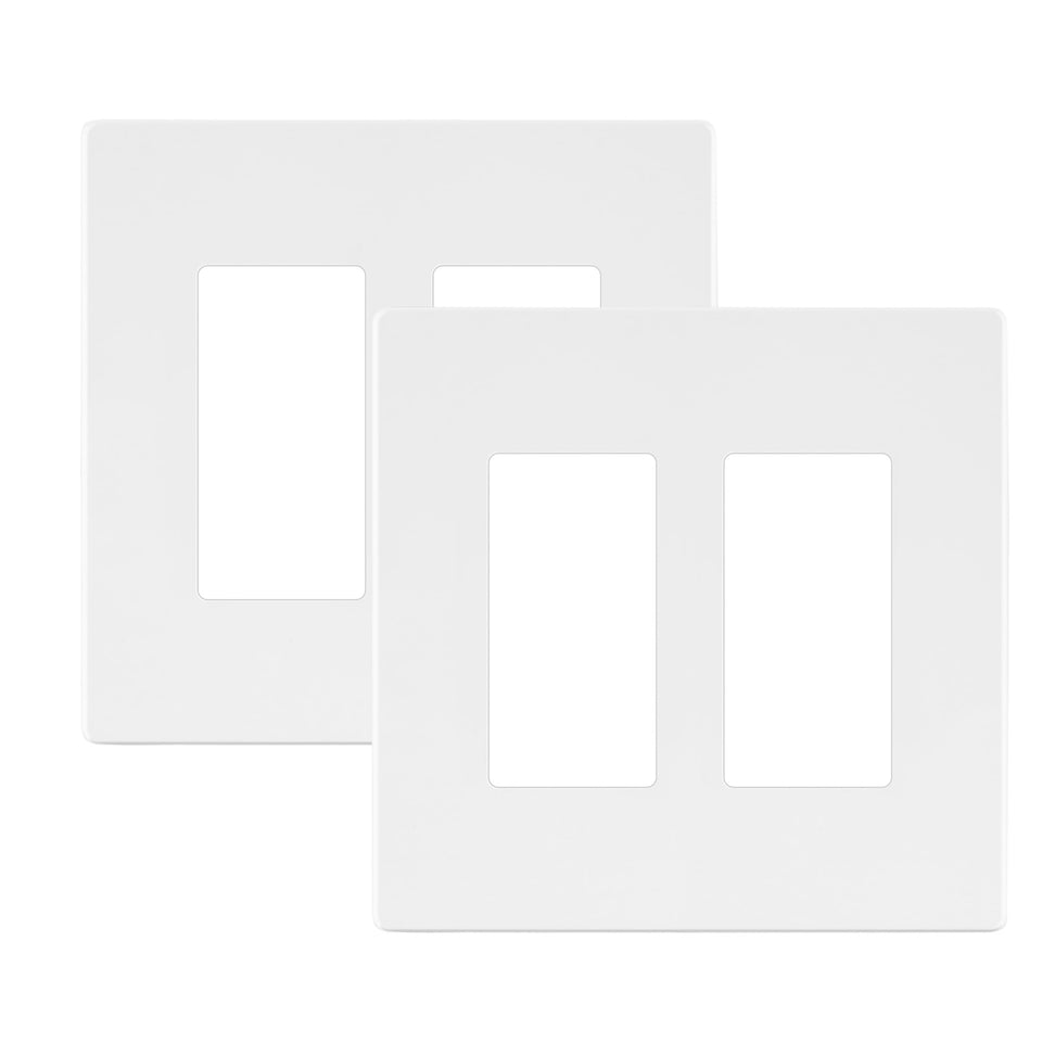 LIDER double decorator switch cover white front fits decorator devices cleanly.