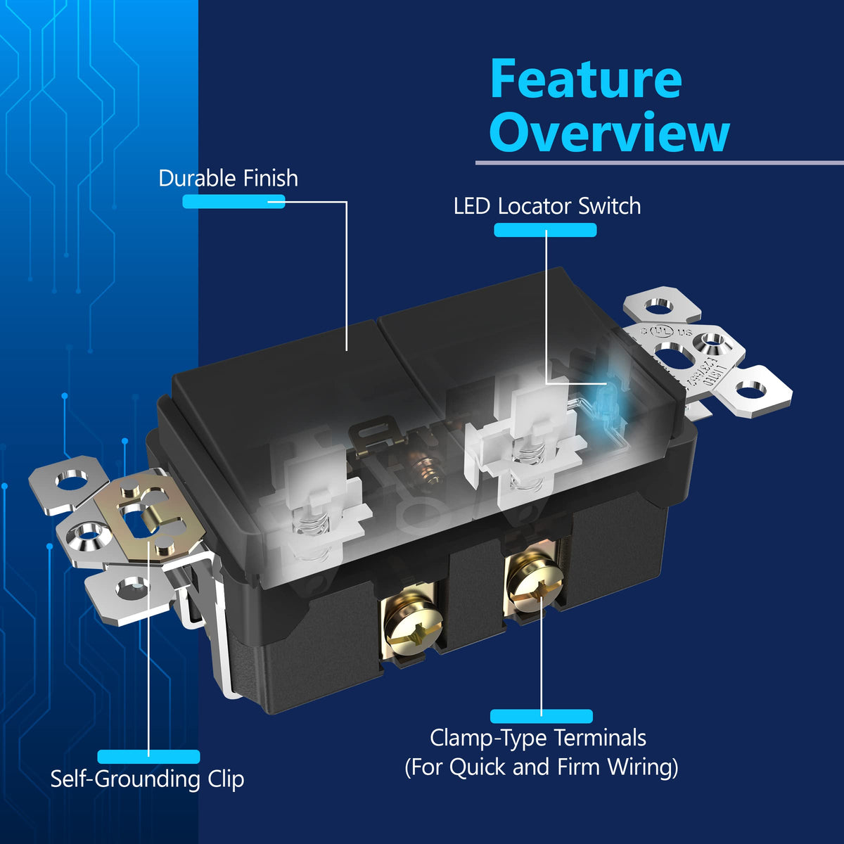 LIDER double switch wiring back insert enables fast copper connections