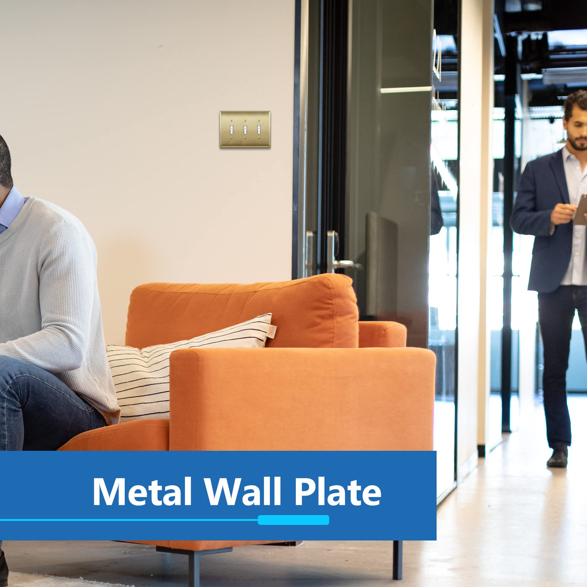 LIDER LMWP-13M-BB 3-gang wall plate full view for mid-size fit