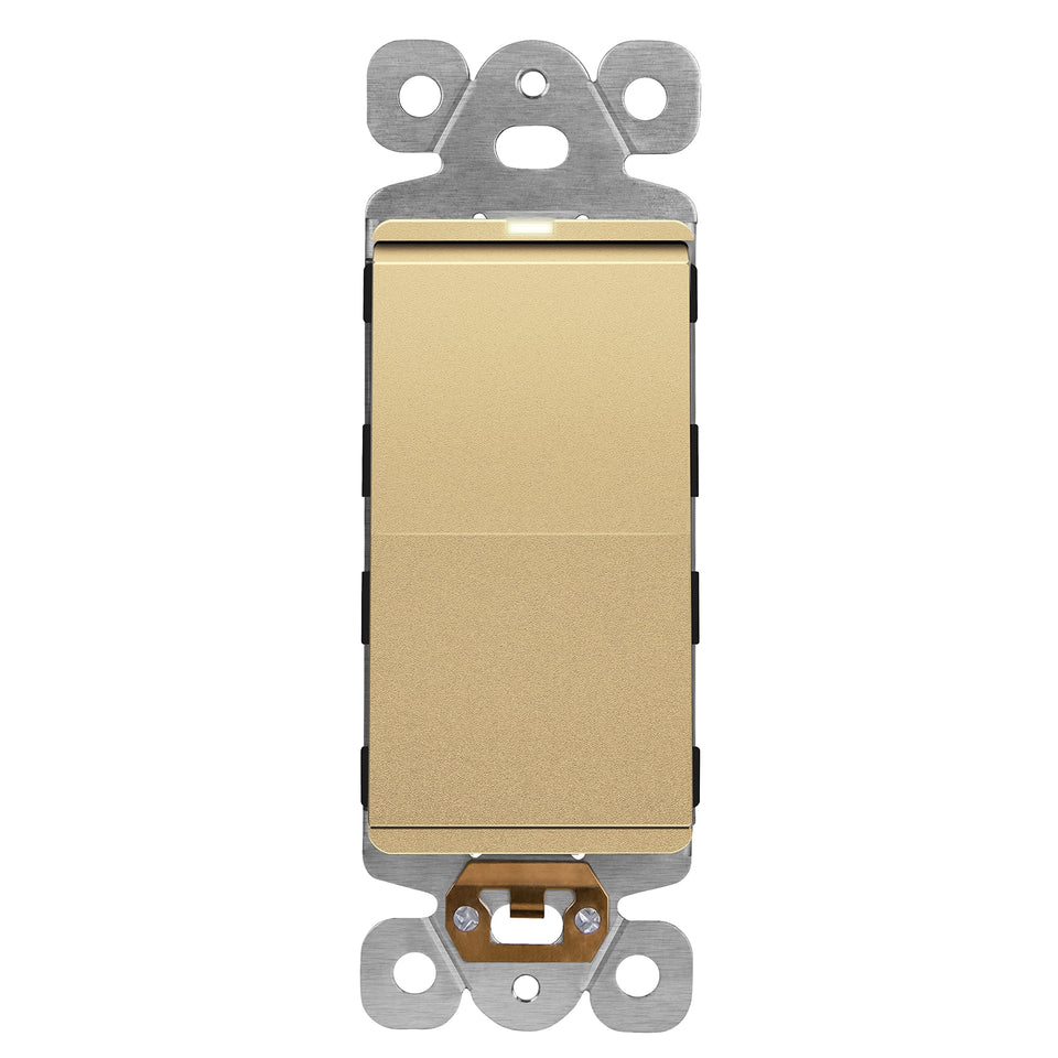 LIDER LS15-1P-GD gold matte finish switch with locator light for night visibility