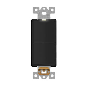 LIDER minimalist lighted double switch with dual paddles in matte black for easy control