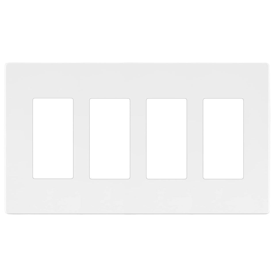 LIDER Quadruple Decorator Switch Cover in matte white for a cohesive wall look.
