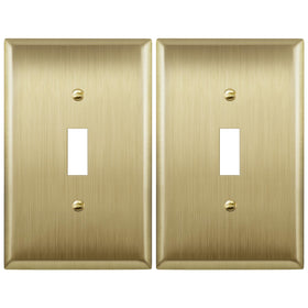 LIDER toggle wall plate with brushed brass finish for durable electrical safety.