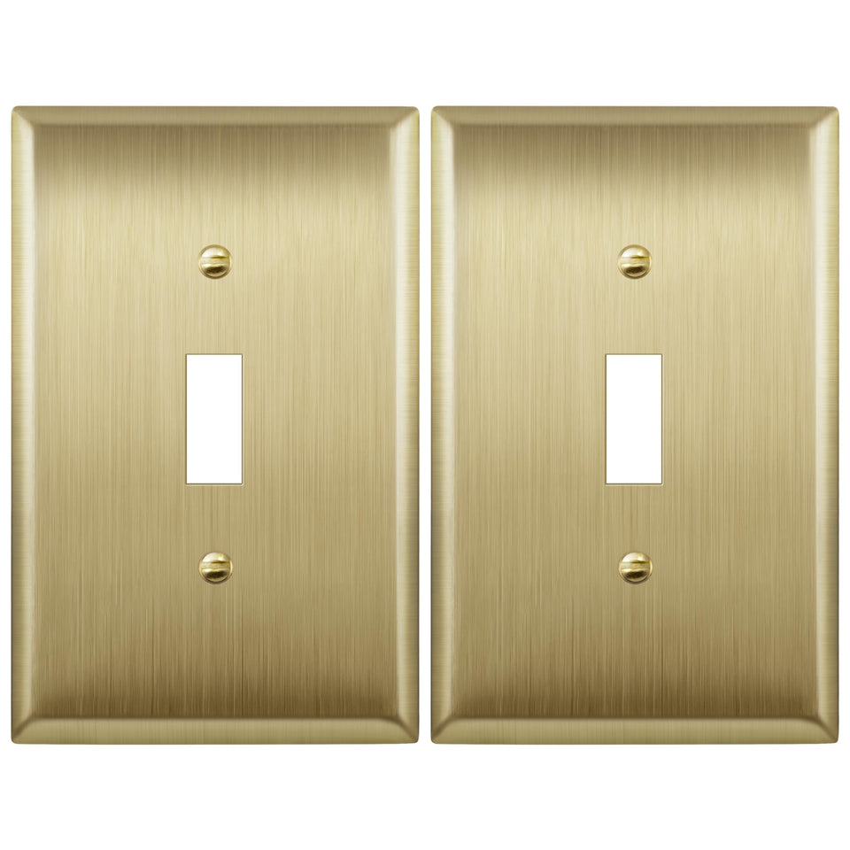 LIDER toggle wall plate with brushed brass finish for durable electrical safety.