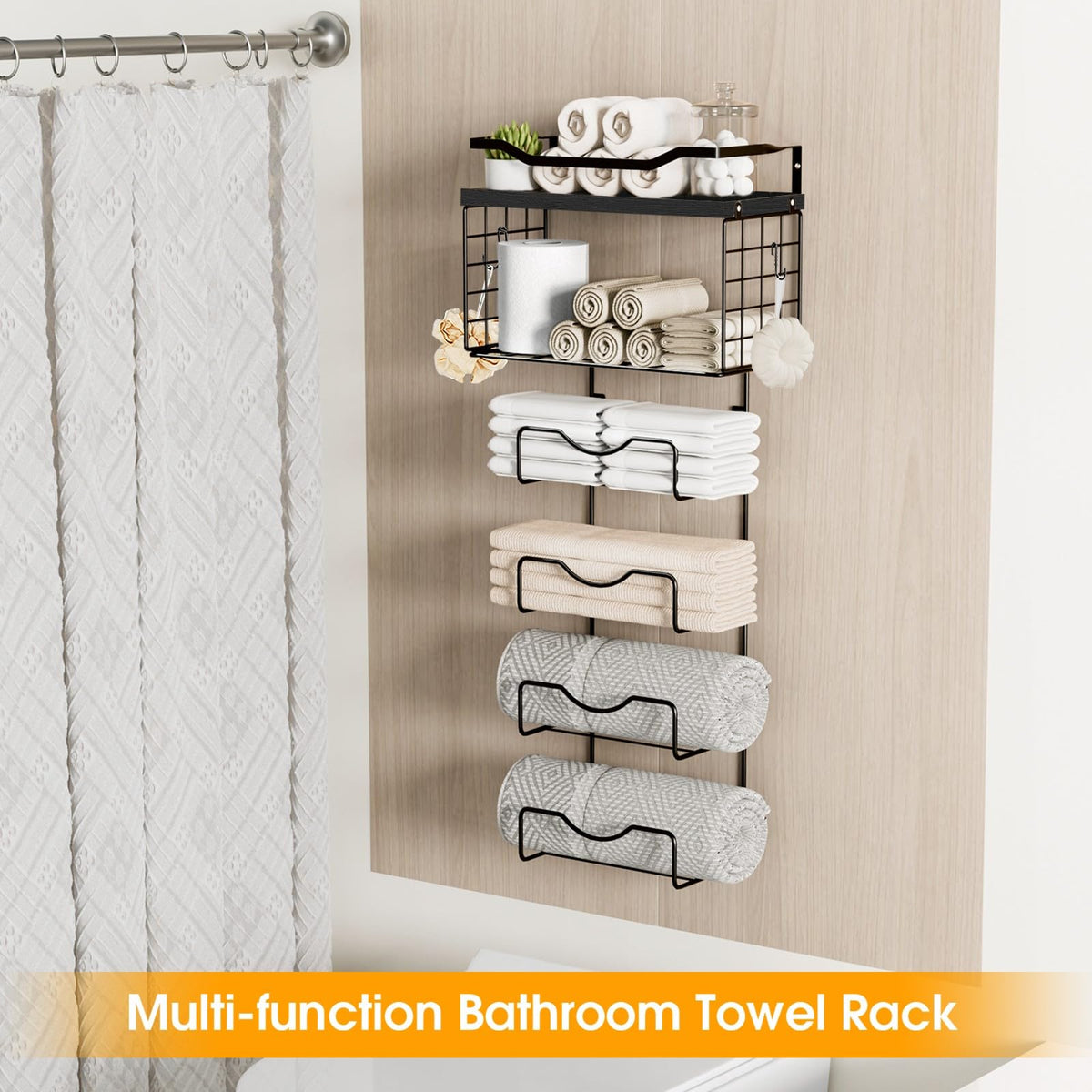 LIDTOP floating shelves and towel rack add organized storage for small spaces