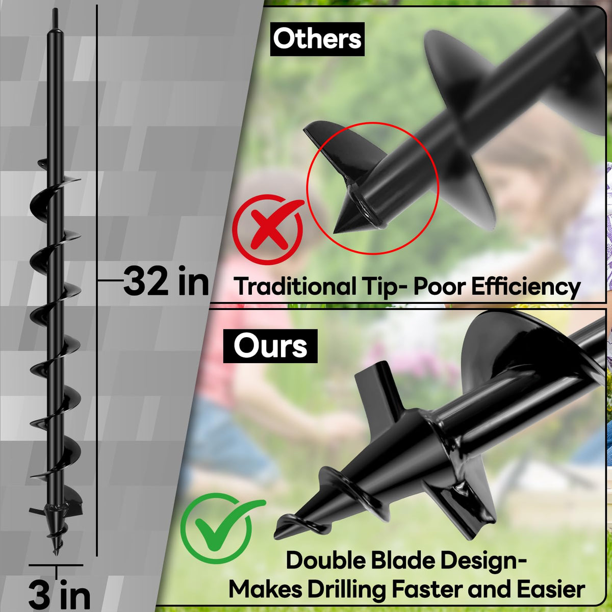 Liedisess Upgraded Auger Drill Bit, extended spiral for easier deep hole drilling.