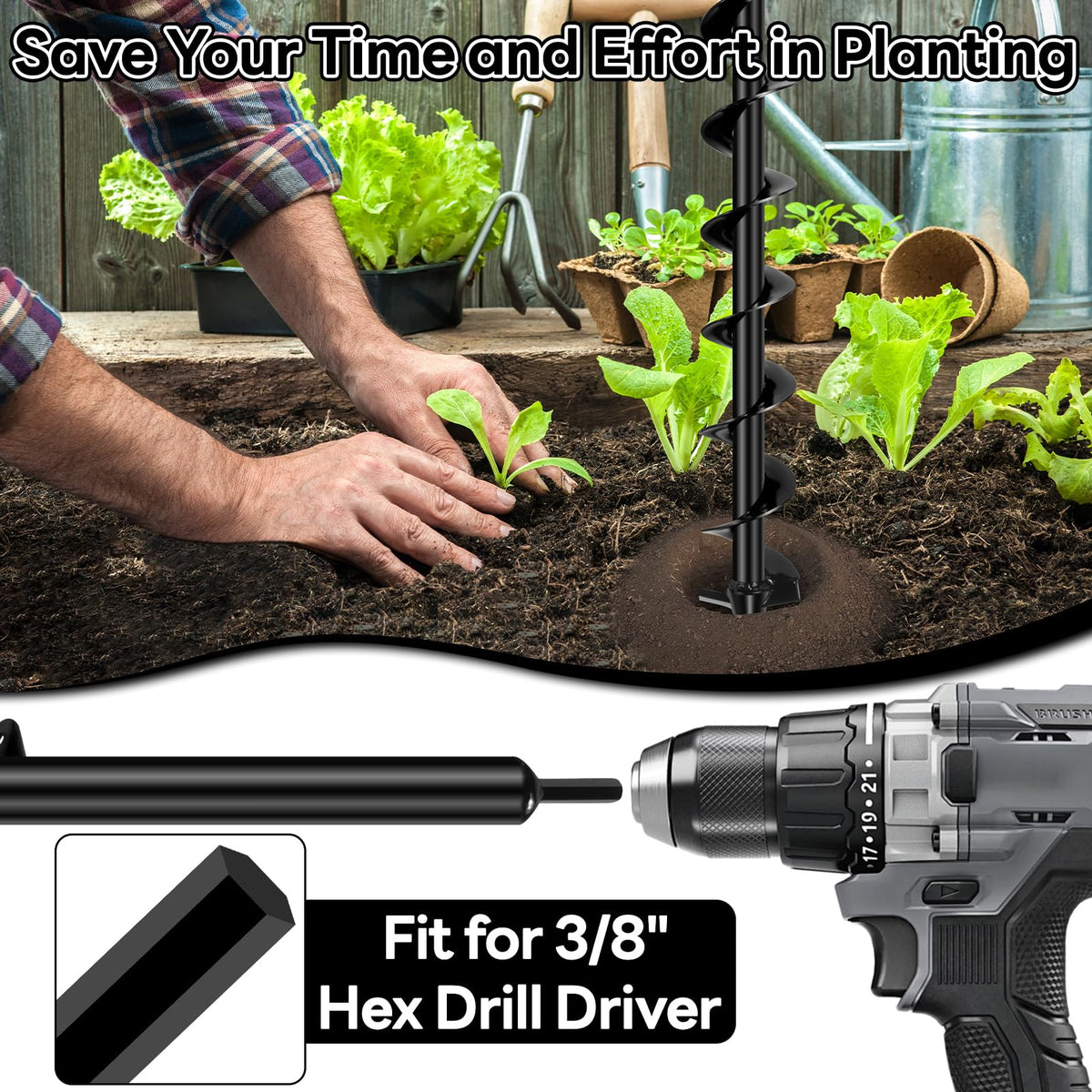 Liedisess garden auger suitable for shrubs, trees, pots, fences, and umbrellas.
