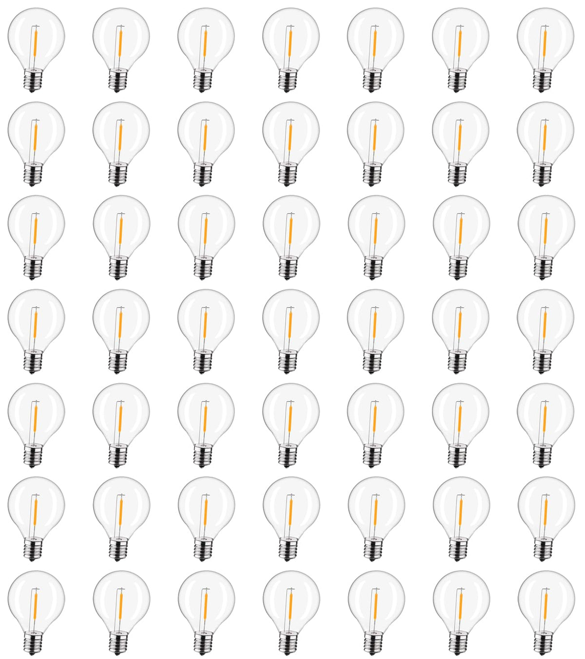 LiEiDi G40 LED bulbs in a 50-pack for outdoor string lights and energy efficiency.