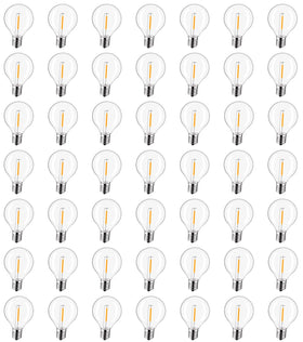 LiEiDi G40 LED bulbs in a 50-pack for outdoor string lights and energy efficiency.