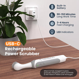 LifeBasis scrubber with LED battery indicator shows charge level.
