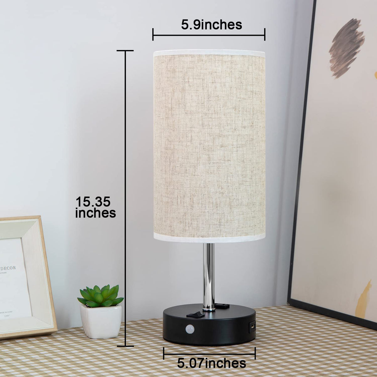 Lifeholder lamp with USB port and base outlet for charging devices