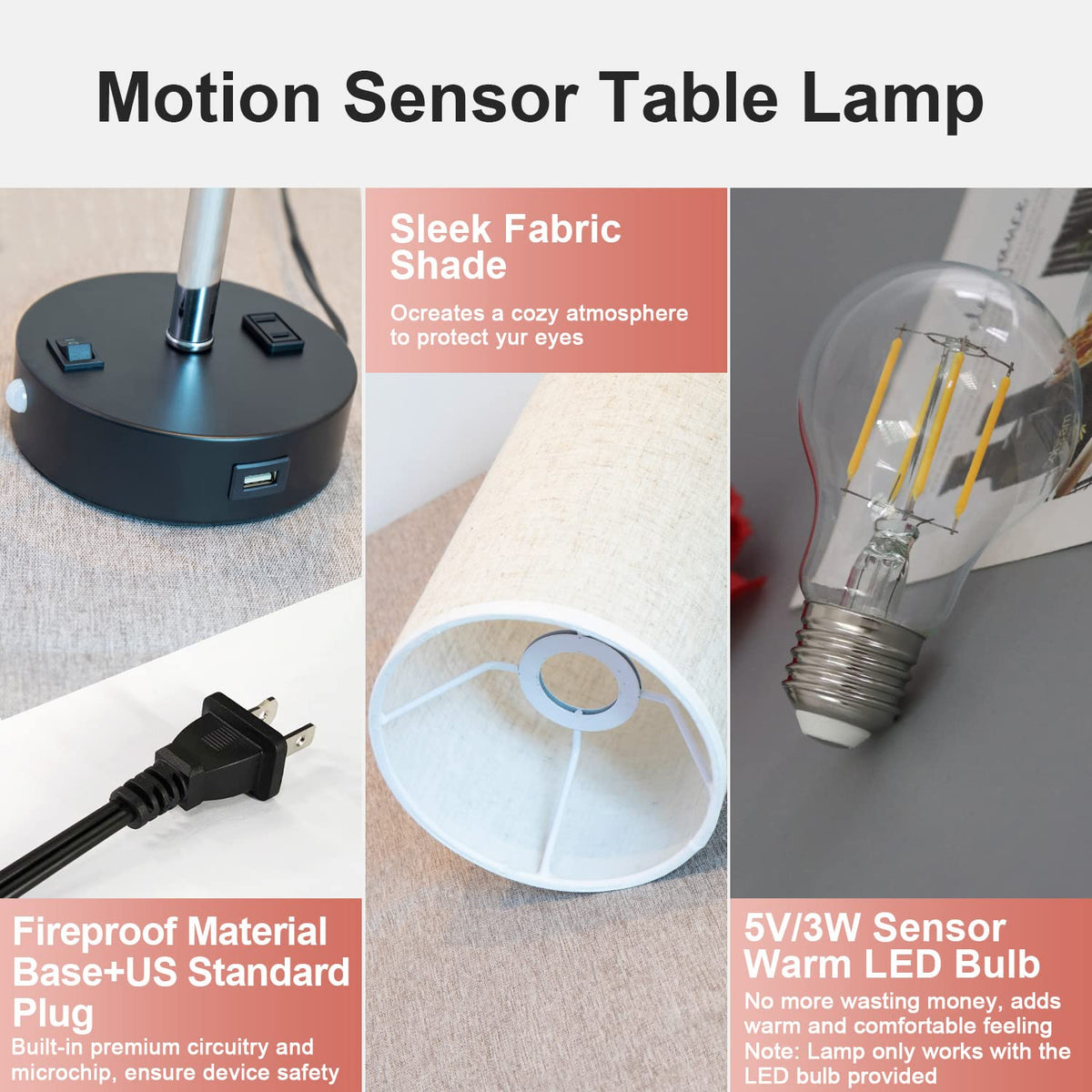 Lifeholder table lamp provides constant on mode for steady bedside lighting