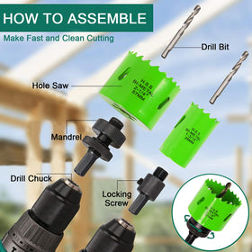 LifeIdeas hole saw sizes from 3/4 to 2-1/2 inches for flexibility