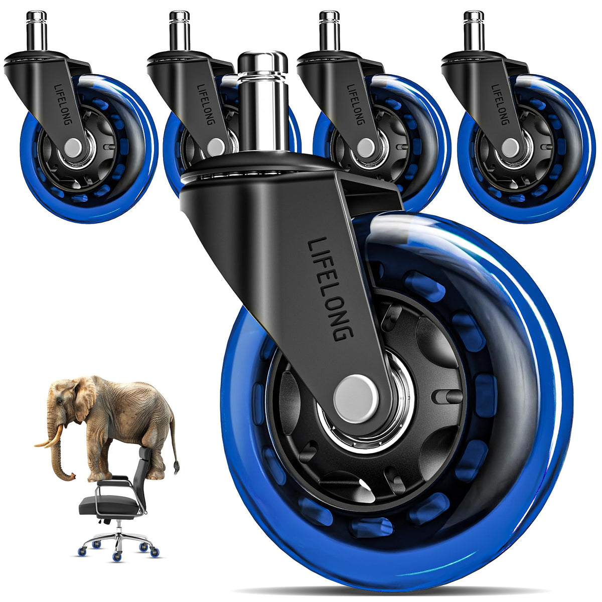 Lifelong original chair wheels glide smoothly on a wooden floor surface