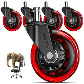 Lifelong Original Office Chair Wheels on hardwood floor provide smooth, floor-safe glide