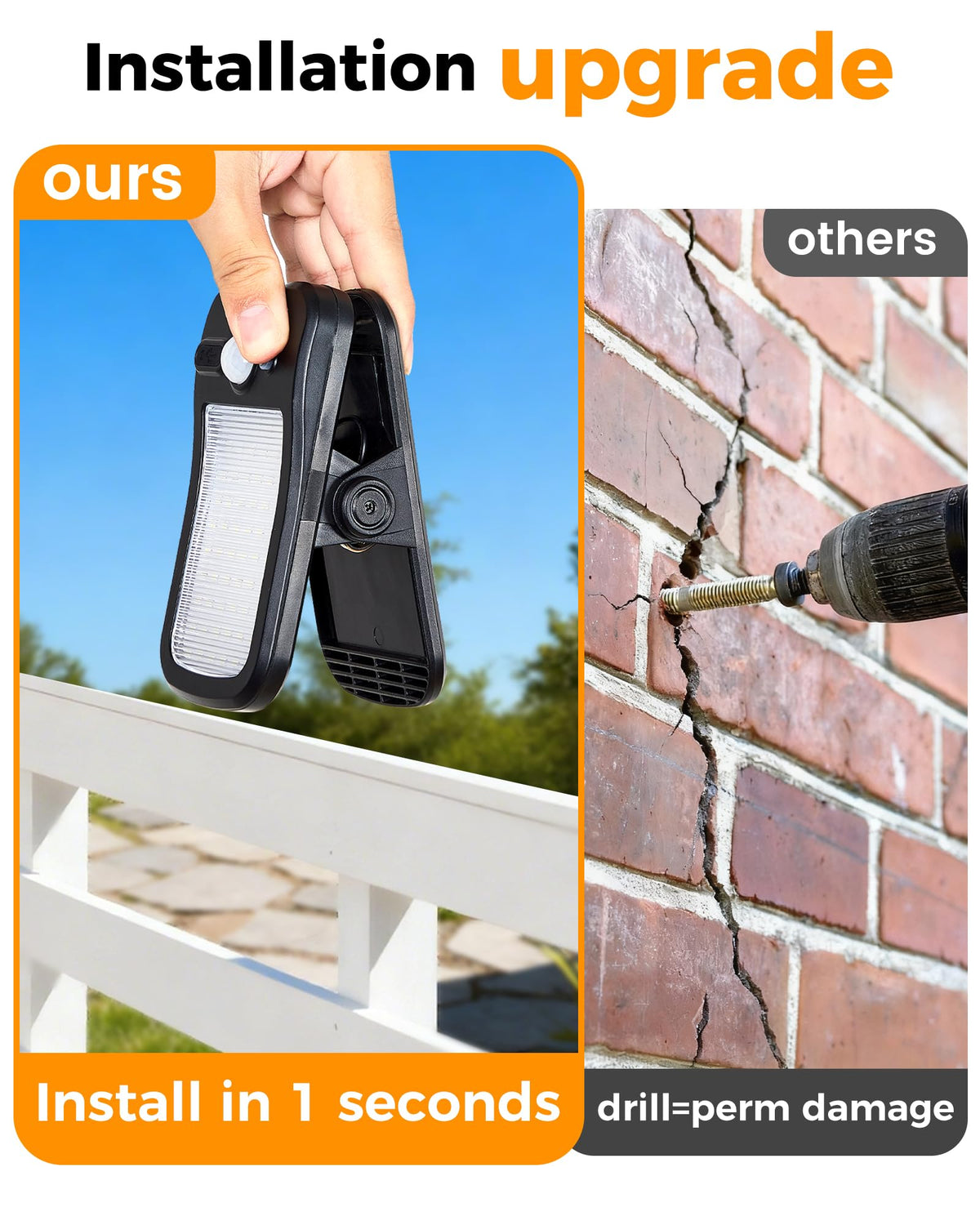 LIFENGSOLER clip-on solar light clipped to railing for versatile lighting