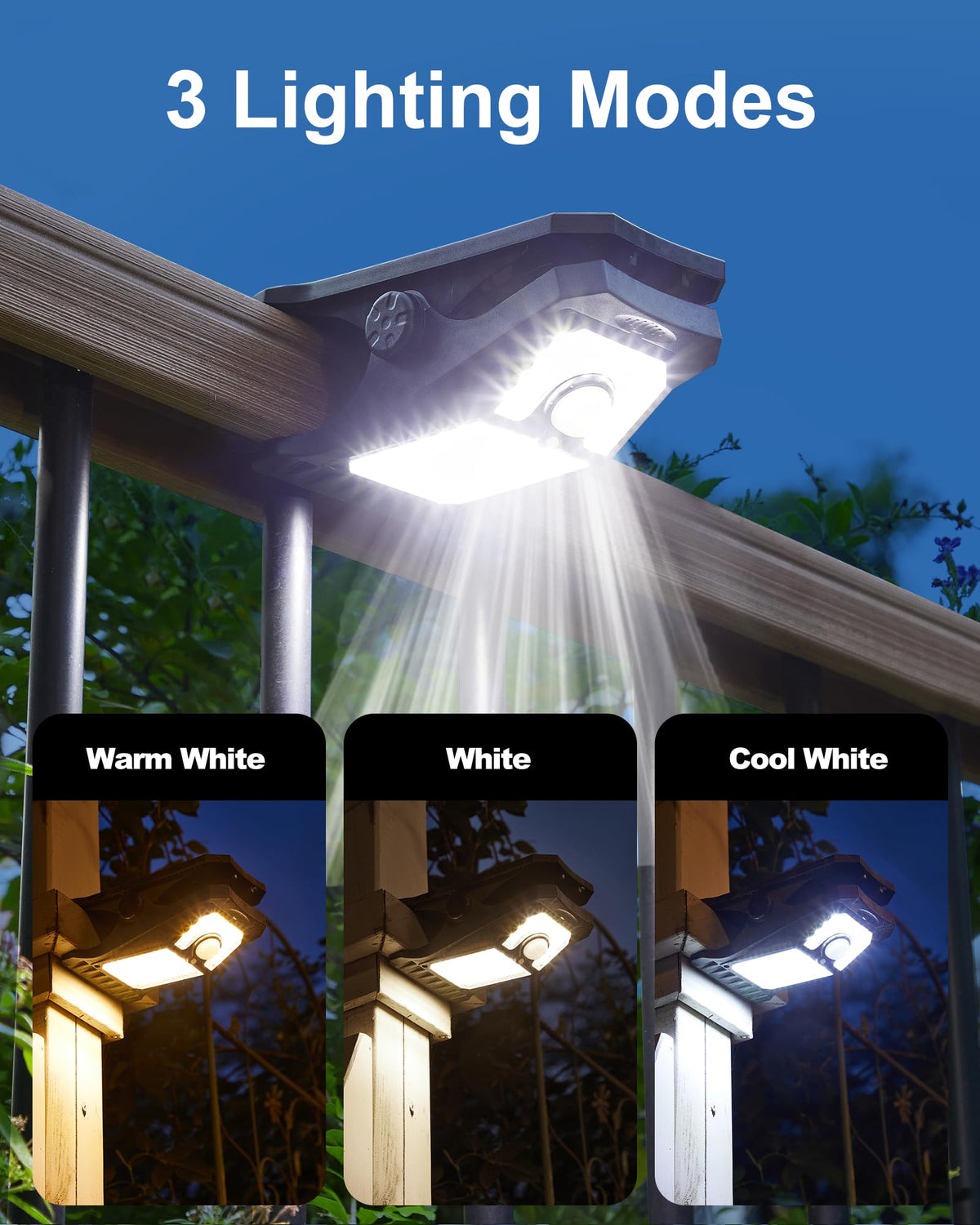 LIFENGSOLER fence-mount light shown with clip for flexible mounting.