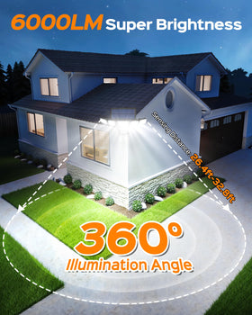 LIFENGSOLER solar flood light with 360-degree coverage for complete outdoor illumination.