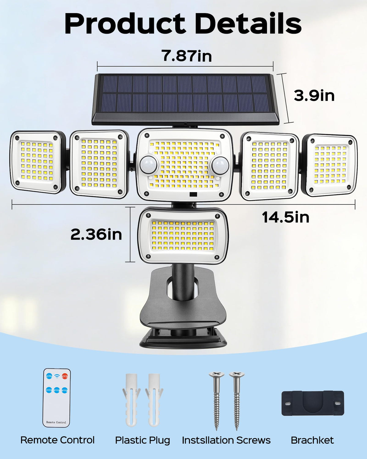 LIFENGSOLER solar flood light suitable for yards, patios, and driveways.
