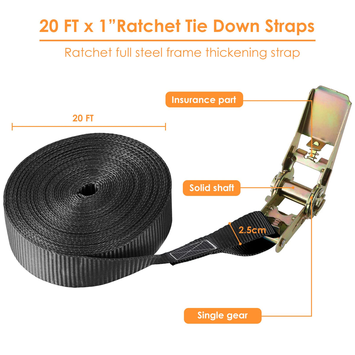 LIFERUN 20ft polyester strap close-up highlights durable weave.