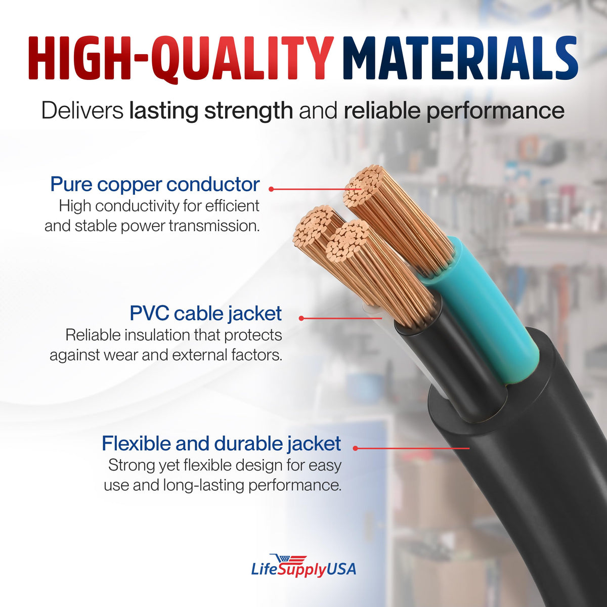 LifeSupplyUSA vinyl jacket resists oil and abrasion for tough job sites.