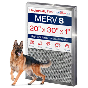 LifeSupplyUSA 20x30x1 electrostatic filter improves central HVAC filtration.