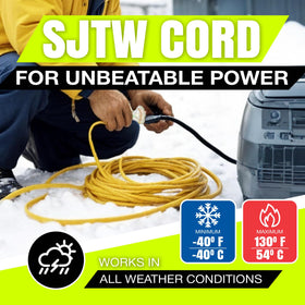 LifeSupplyUSA 75ft extension cord powers drills, mowers, and lights safely.