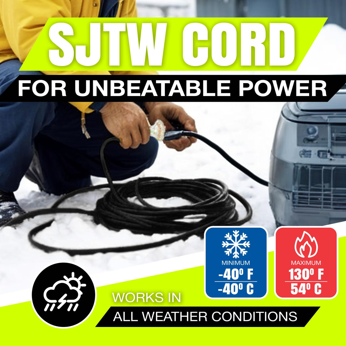 LifeSupplyUSA black 25ft extension cord ready for any job