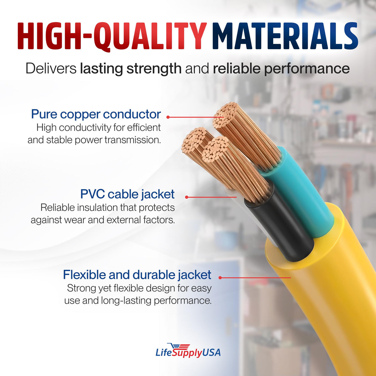 LifeSupplyUSA cold-resistant extension cord stays flexible in chilly weather