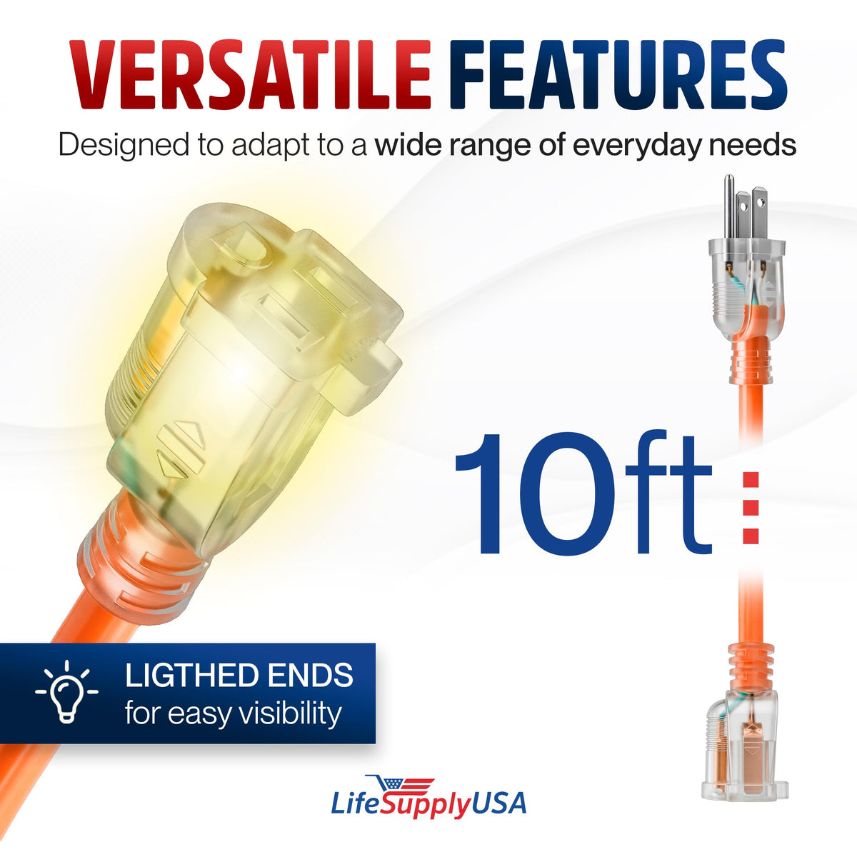 LifeSupplyUSA cold-resistant extension cord maintains flexibility in cold weather