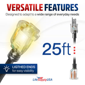 LifeSupplyUSA durable 3-prong extension cord for safe operation.
