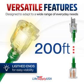 LifeSupplyUSA extension cord powering lawn tools for yard work