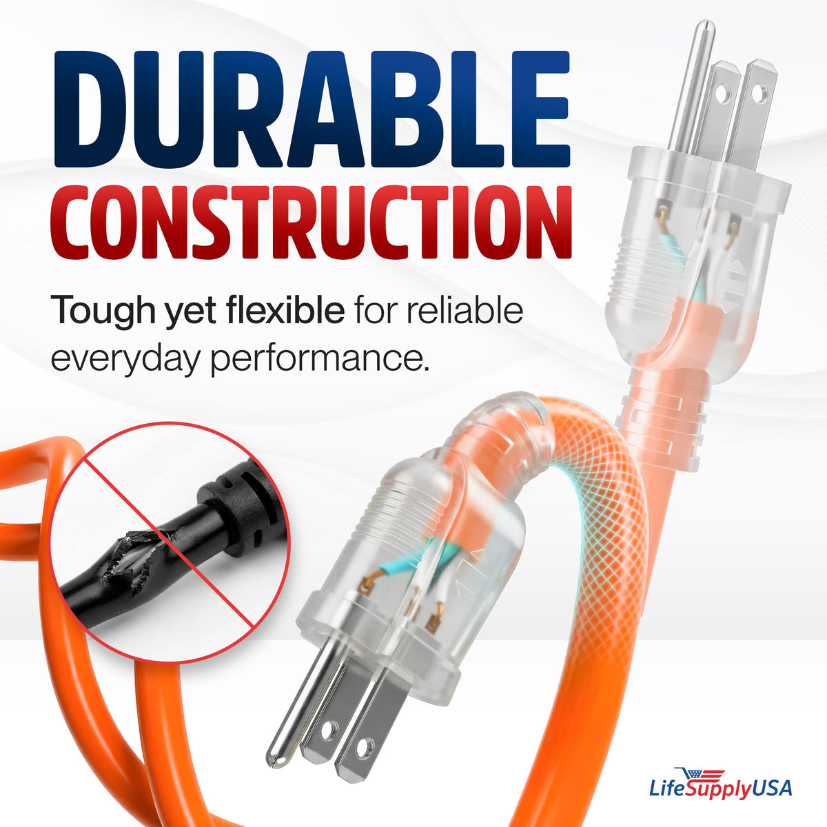 LifeSupplyUSA lighted end extension cord improves visibility and safety in dim work areas.