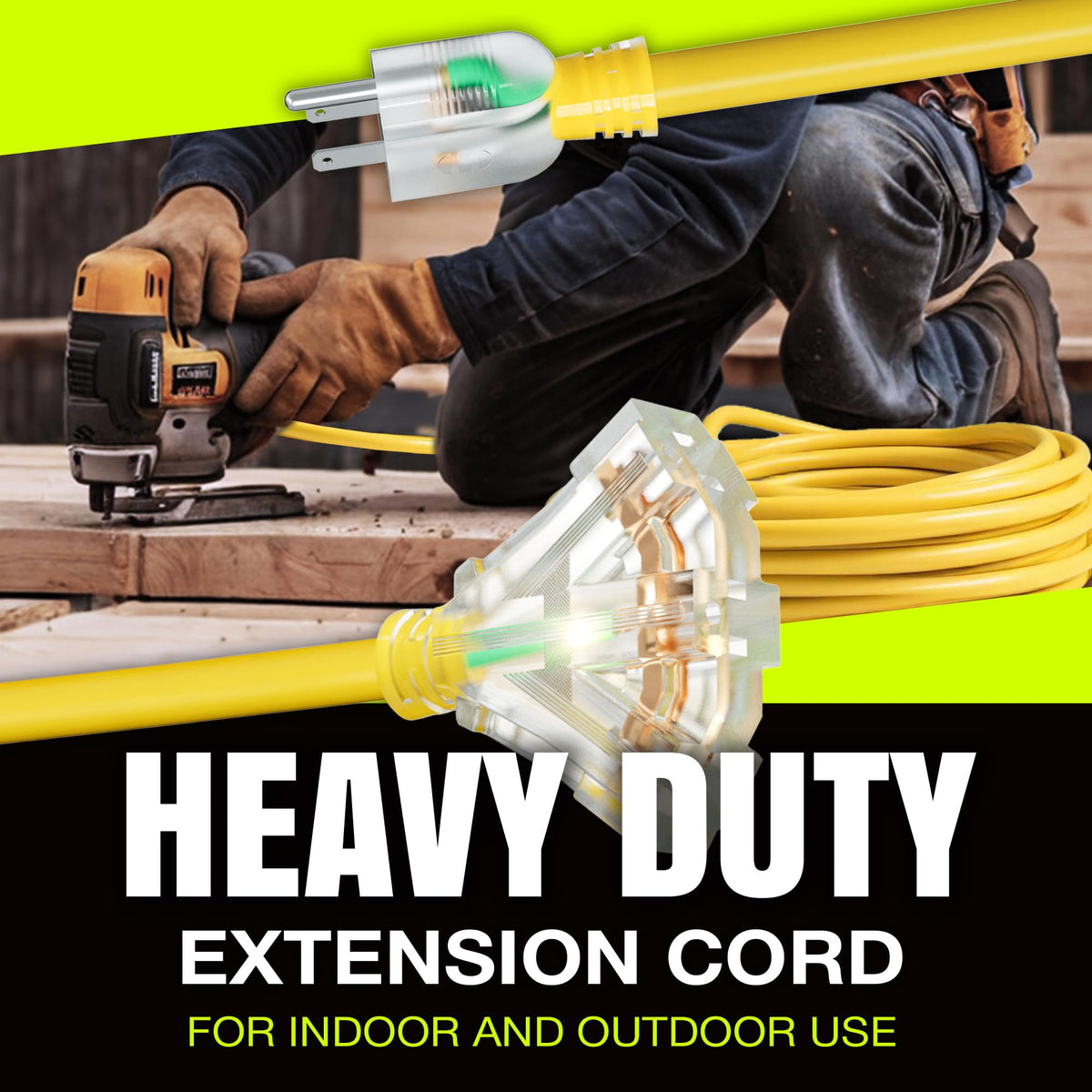 LifeSupplyUSA outdoor-indoor extension cord remains flexible in cold weather.