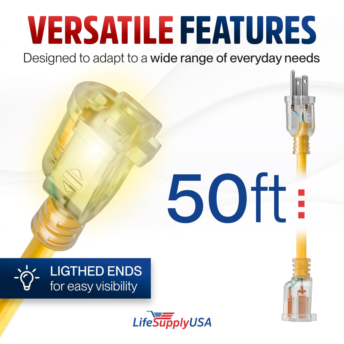 LifeSupplyUSA vinyl jacket protects cord from oil, moisture, and abrasion