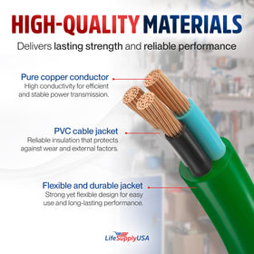 LifeSupplyUSA Waterproof 50ft cord, ideal for lawn and workshop setups.