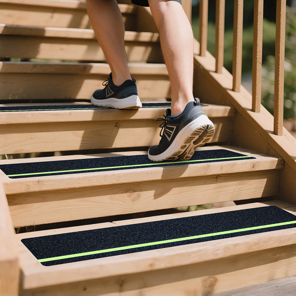 LifeGrip anti-slip tape with glow strip on stairs for low-light safety