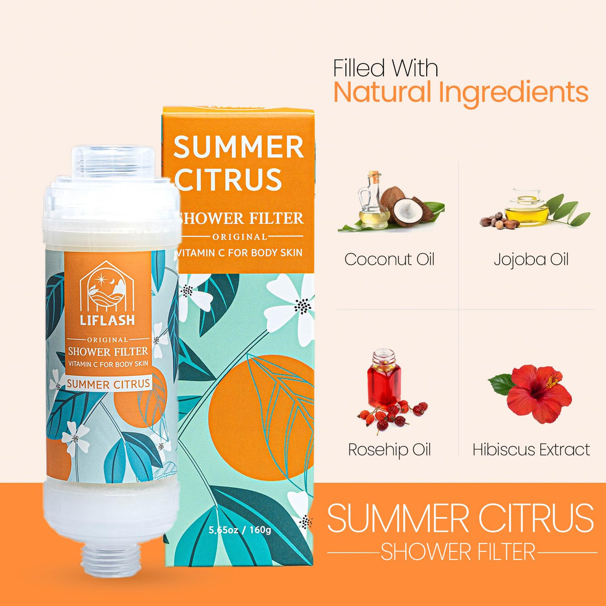Aromatherapy Summer Citrus fragrance enhances the shower atmosphere along with the filter.