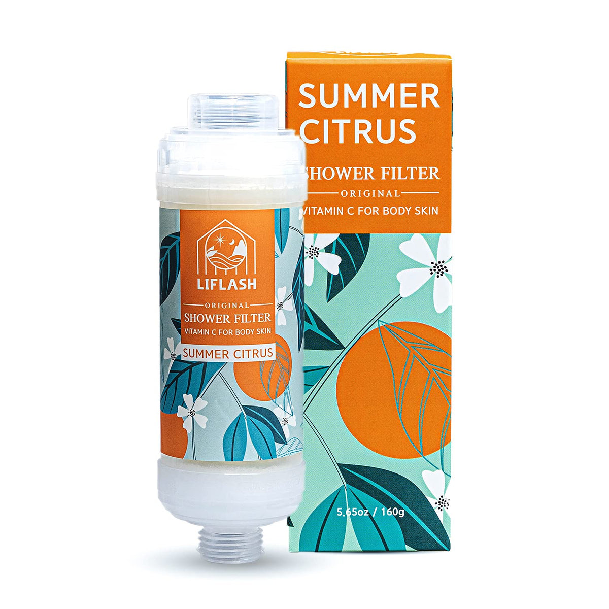 LIFLASH Vitamin C Shower Filter on universal showerhead improves water quality.