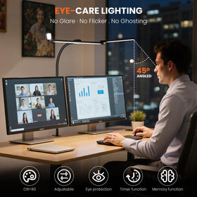LiFMIRA LED desk lamp 360-degree neck directs light precisely.