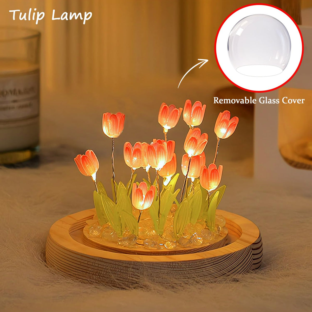 Lifnatty tulips lamp in gift packaging, ready for gifting.