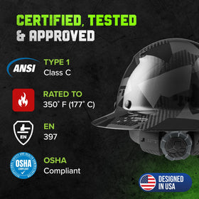 LIFT Dax ANSI-certified, heat-resistant helmet for demanding environments.