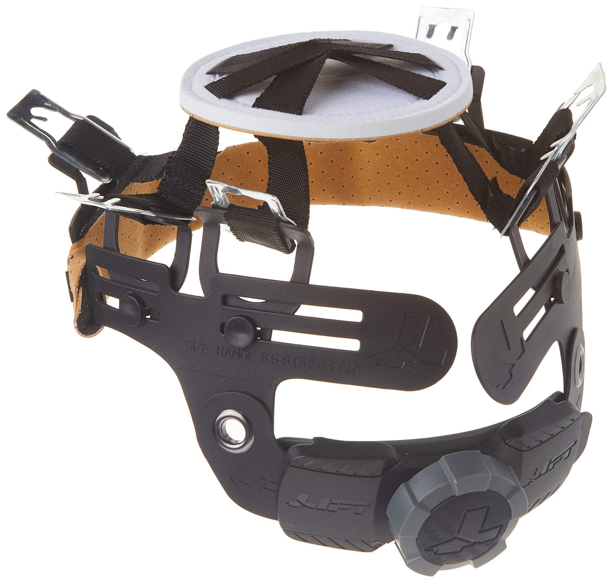 LIFT Dax hard hat suspension ratcheting dial enables quick size adjustments.