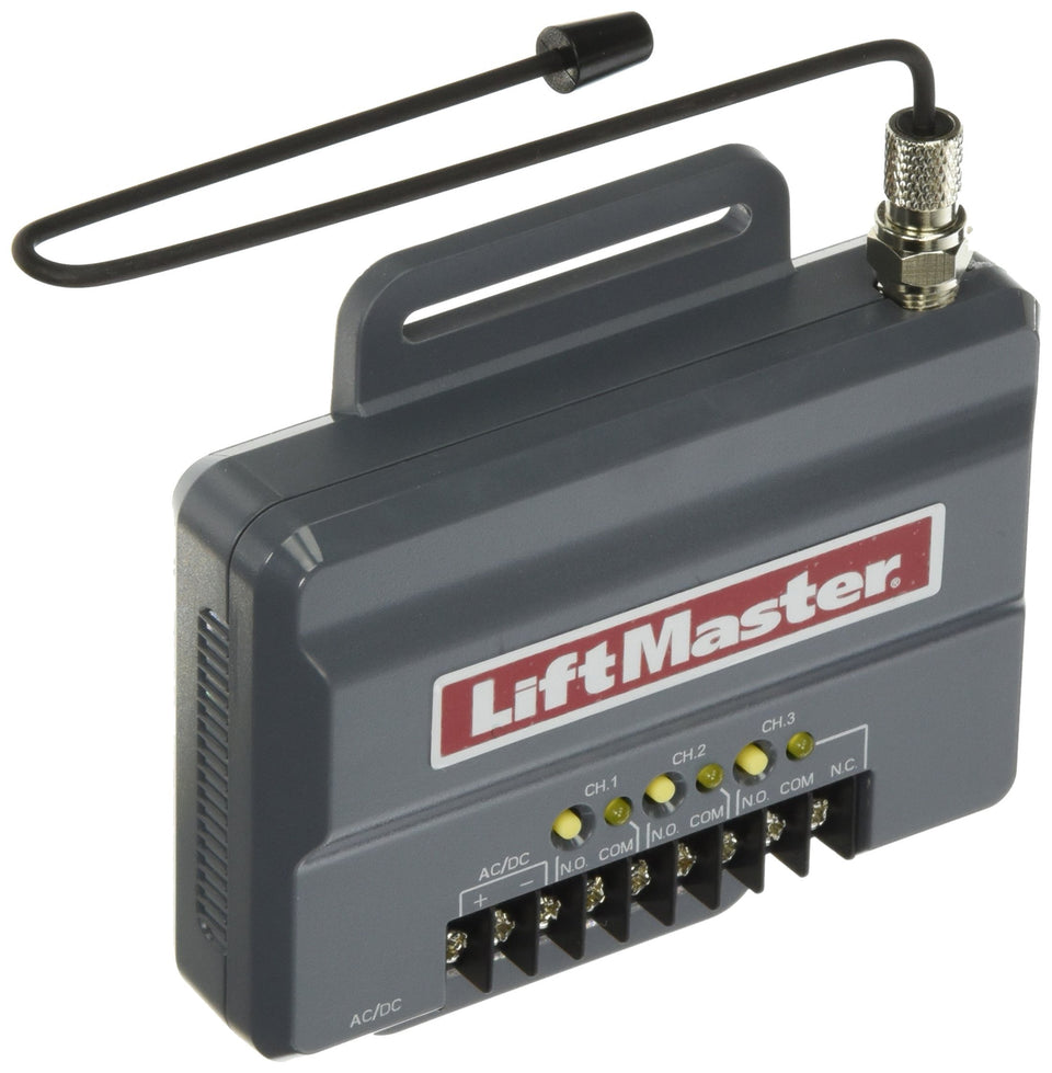 LiftMaster 850LM receiver with compact design enables easy installation in tight gate operators.
