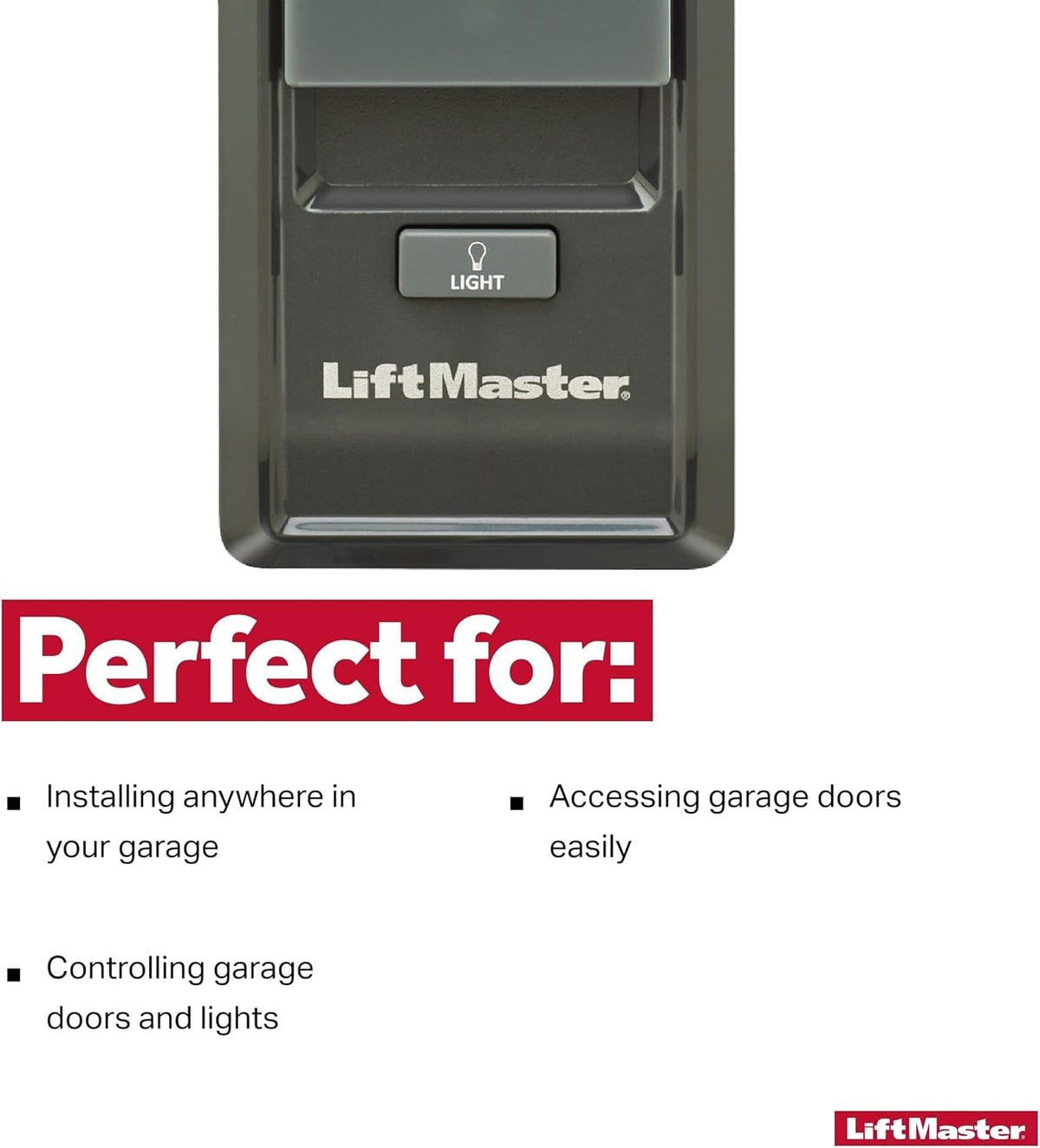 LiftMaster 885LM large push-button simplifies garage door and light control.